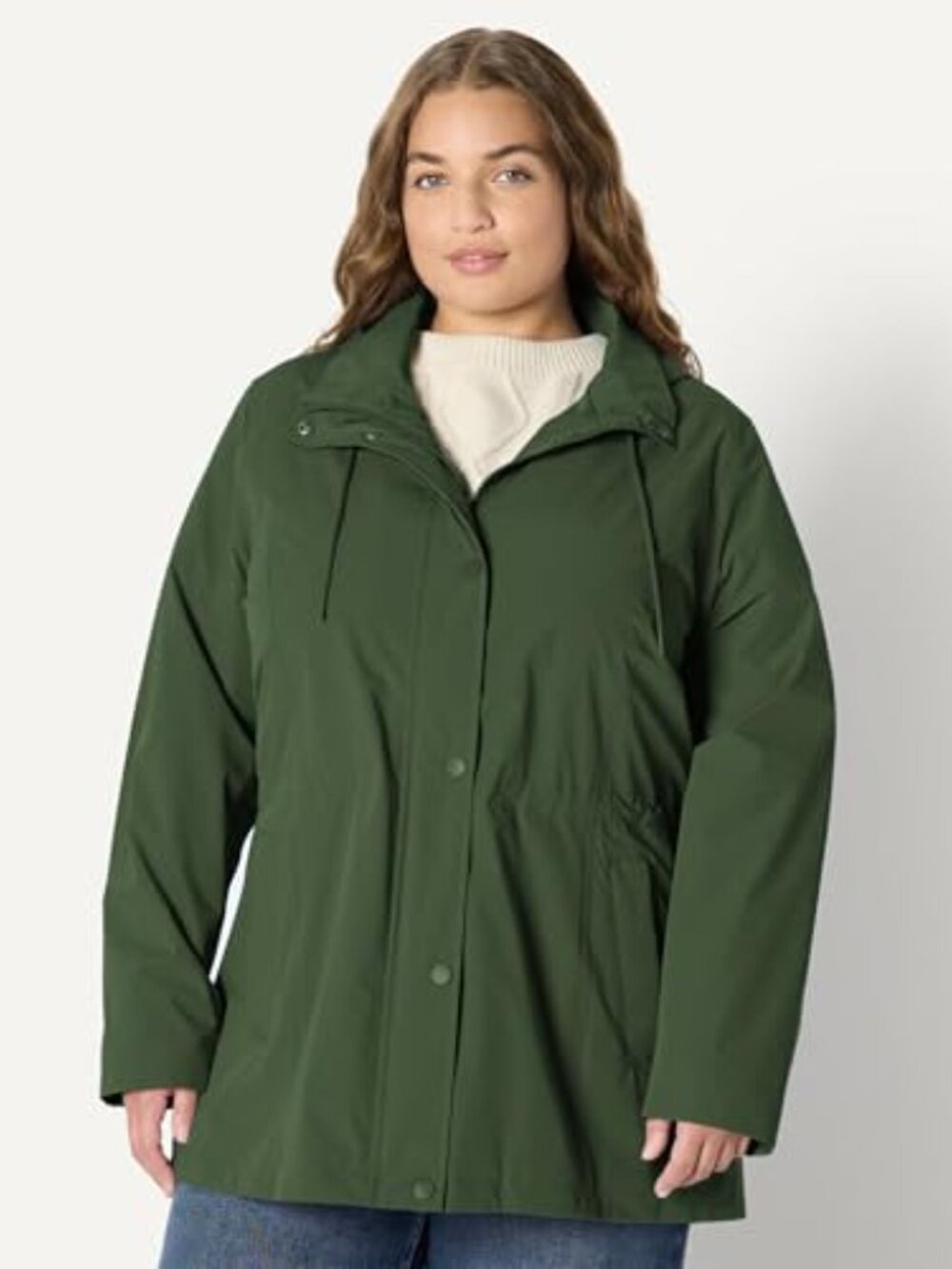 Waterproof Long Hooded Rain Jacket Relaxed Fit Women's Anorak Lightweight - Picture 6 of 7
